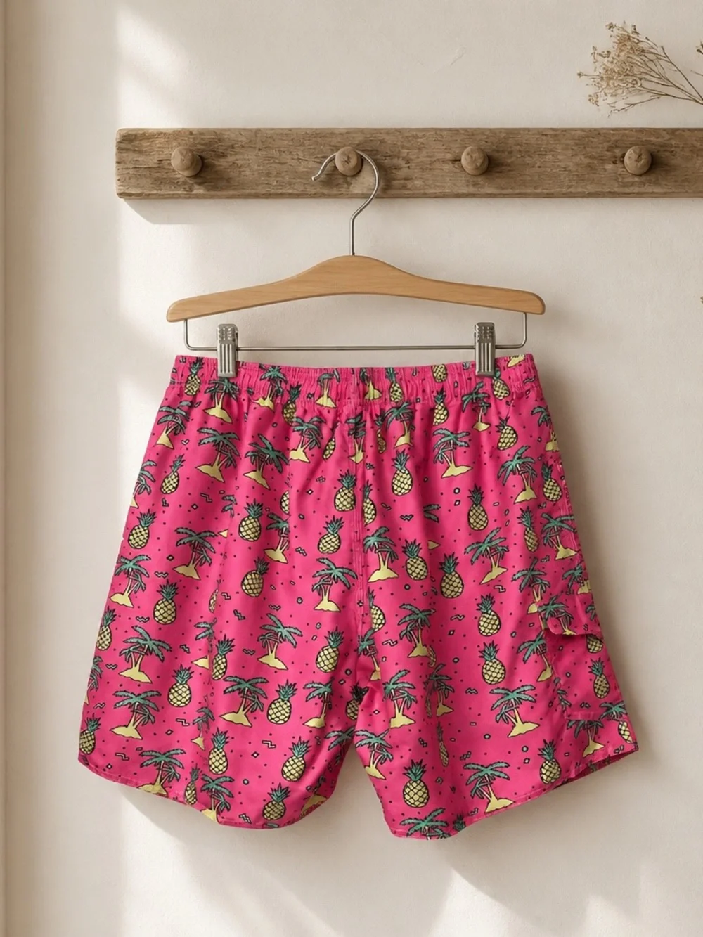 Scotamalone Mens XL Hot Pink Pineapple Palm Tree Swim Trunks Board Shorts NWT